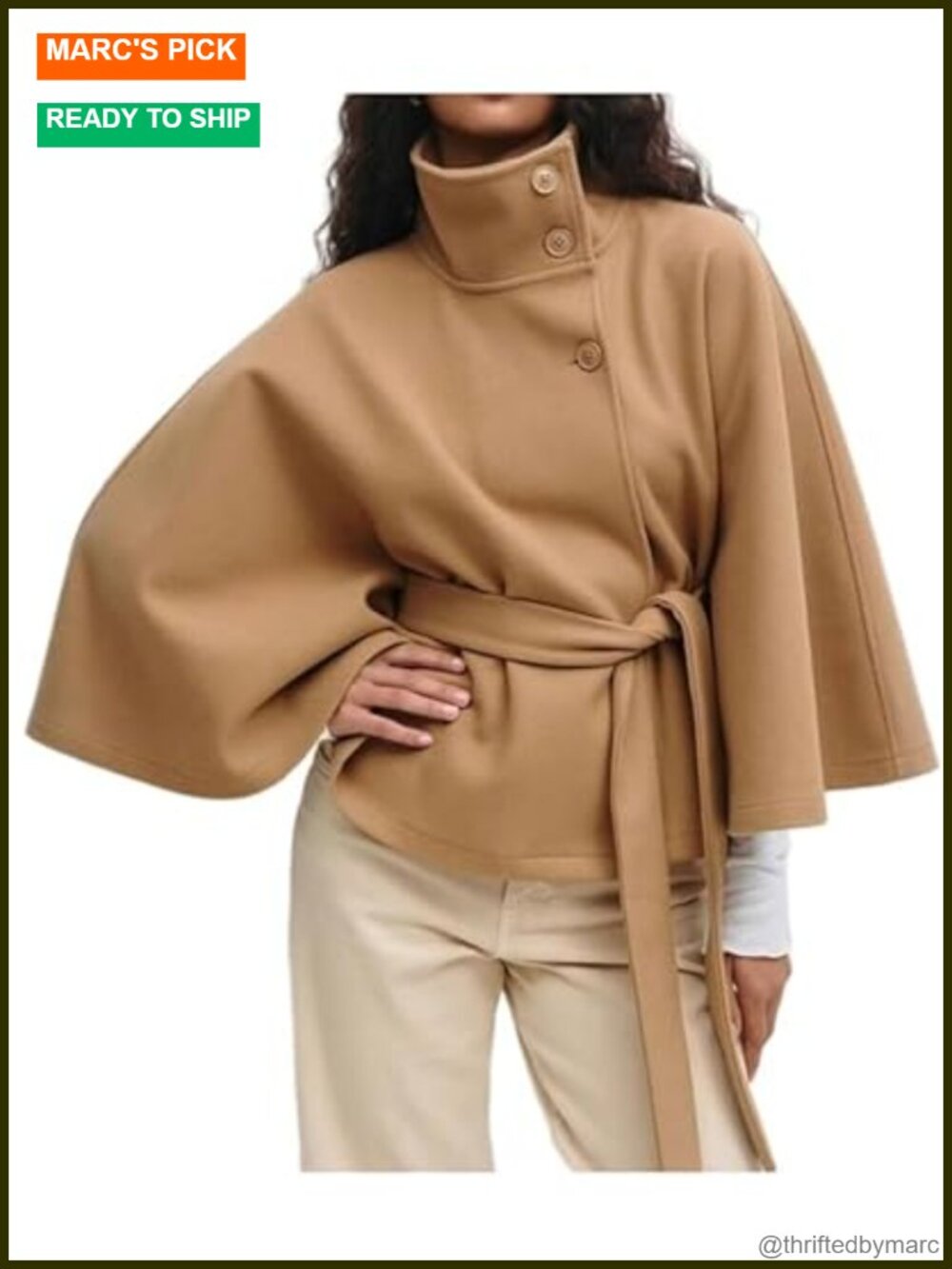Women's Batwing Sleeve Poncho Coat Winter Cape Jacket